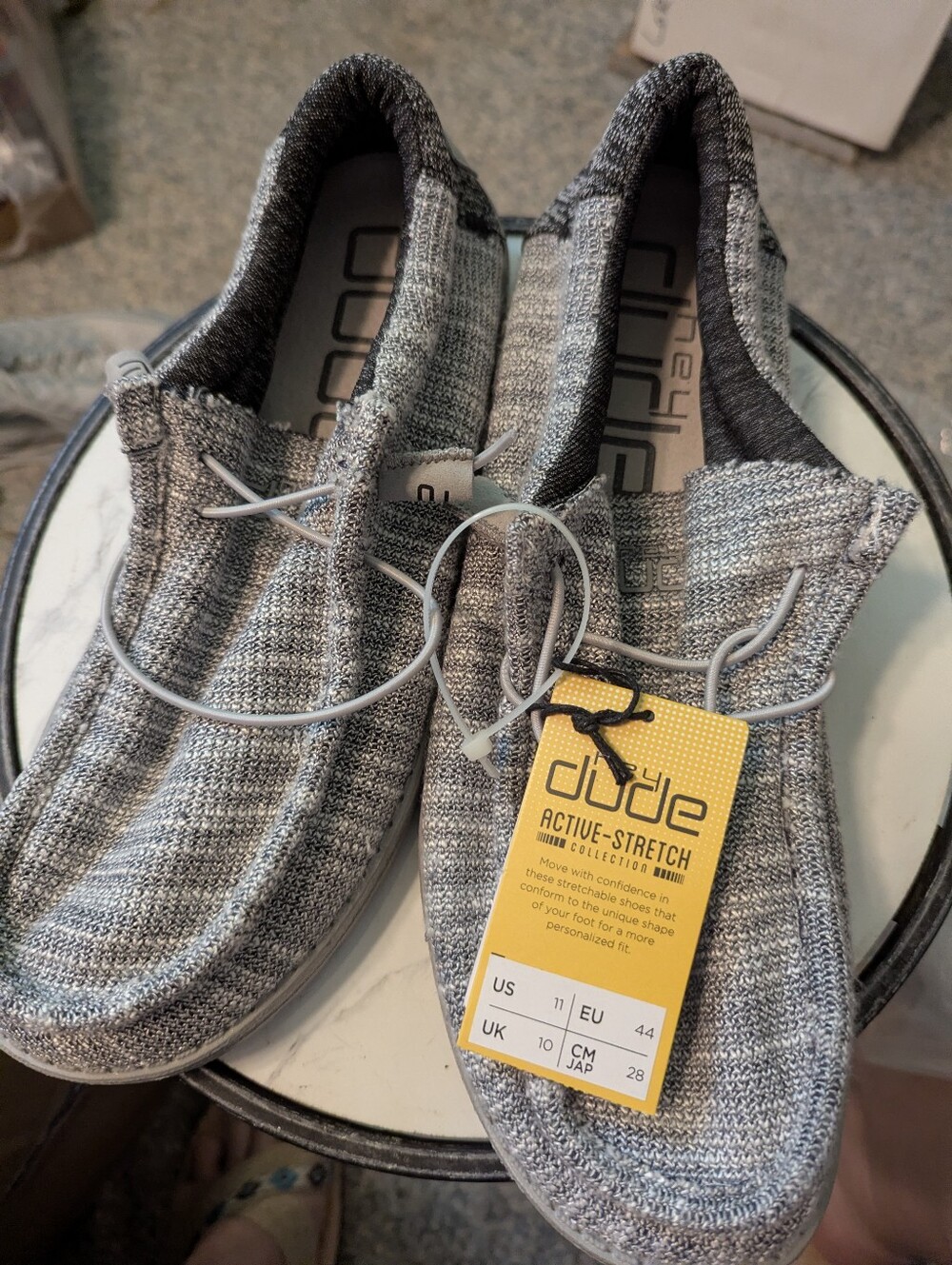 NWT Hey Dude Menswally Stretch Platinum Mix Knit Blend Shoes Sz11 - Picture 2 of 3
